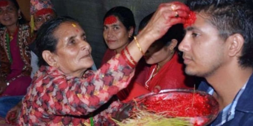 A blessing given to a man when he wears the Tika of Dashain