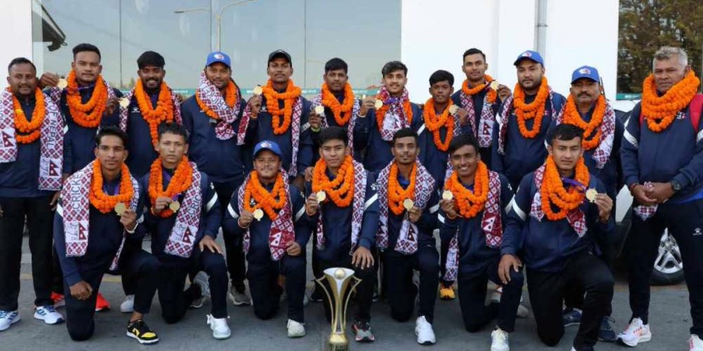 A grand welcome to the Nepali team that returned home after winning the ACC U-19 Premier Cup title