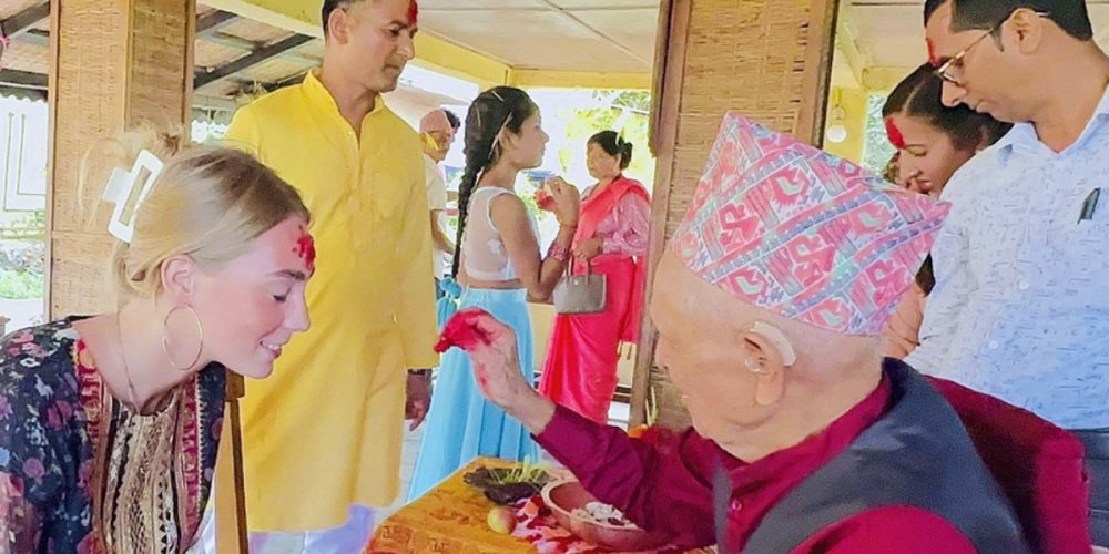 Dashain was celebrated by foreign tourists in Sauraha nepal