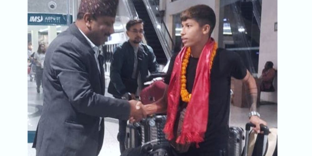 Footballer Sabitra arrived in Nepal on a regular flight from Israel