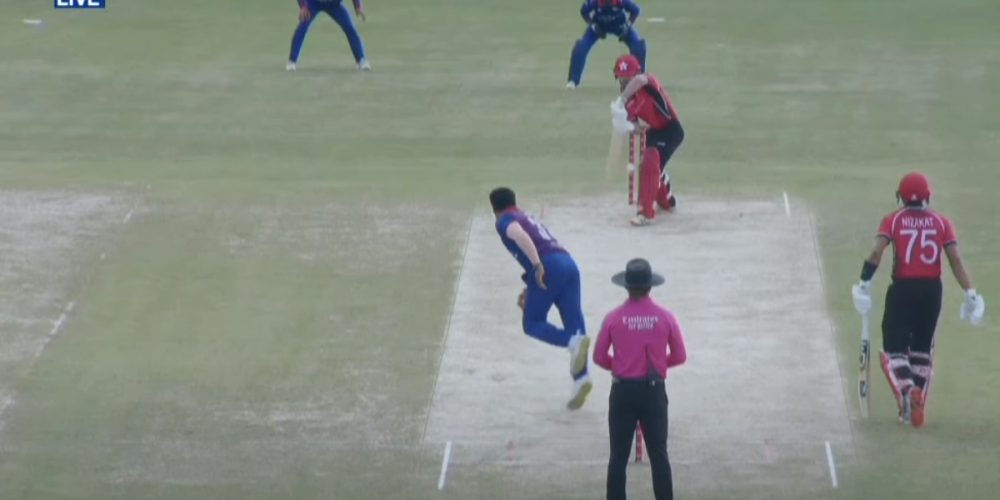 Karan KC took Hong Kong's wicket in the second ball