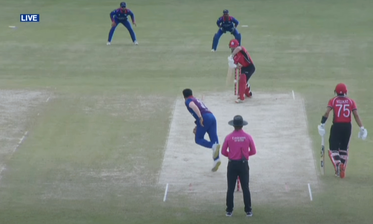 Karan KC took Hong Kong's wicket in the second ball