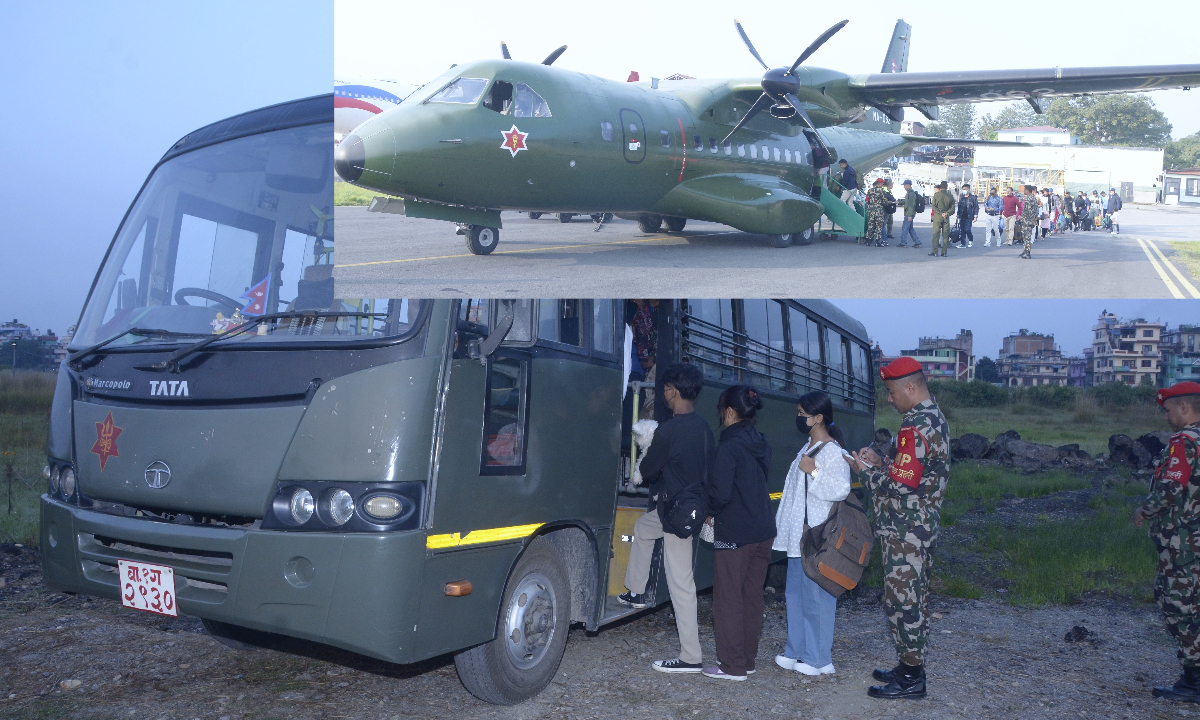 Nepali Army is providing travel facilities from air to bus to those going home in dashain 4