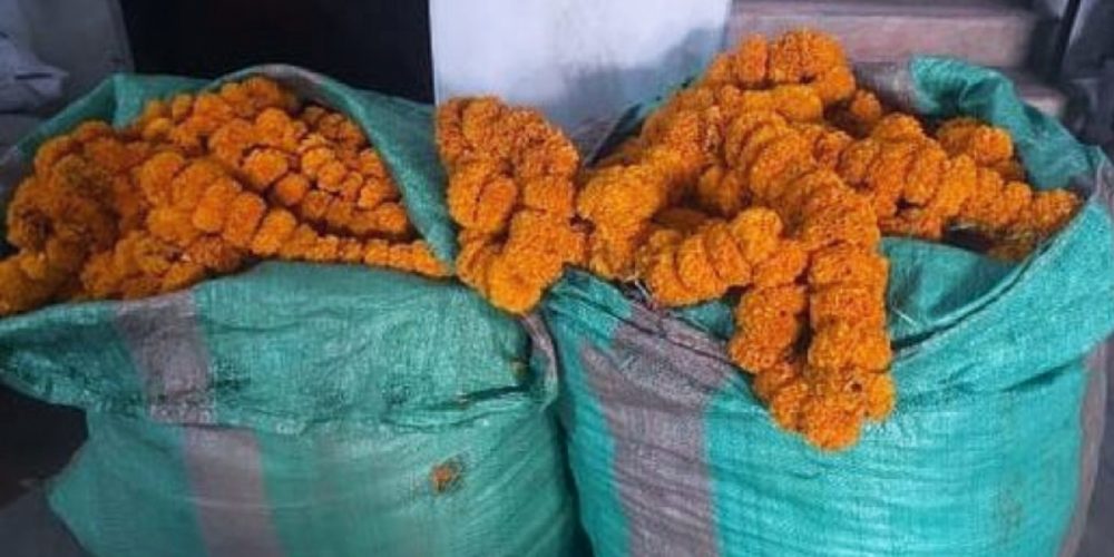 100 kg flower garlands brought from India in possession of the armed forces