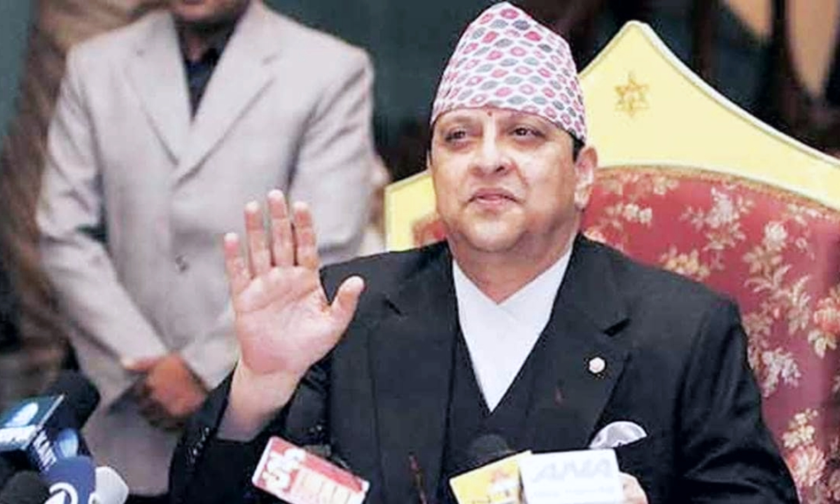 Former King Gyanendra Shah giving a special address in Jhapa