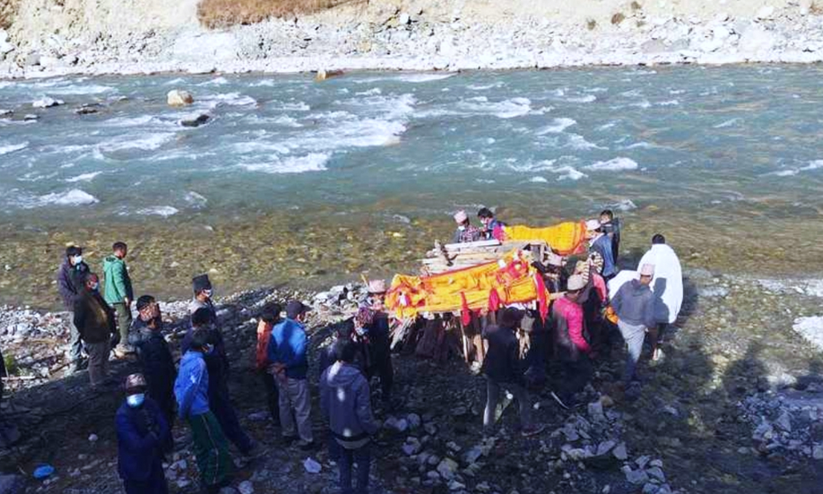 The cremation took place eight days after the mass killing in Mugu