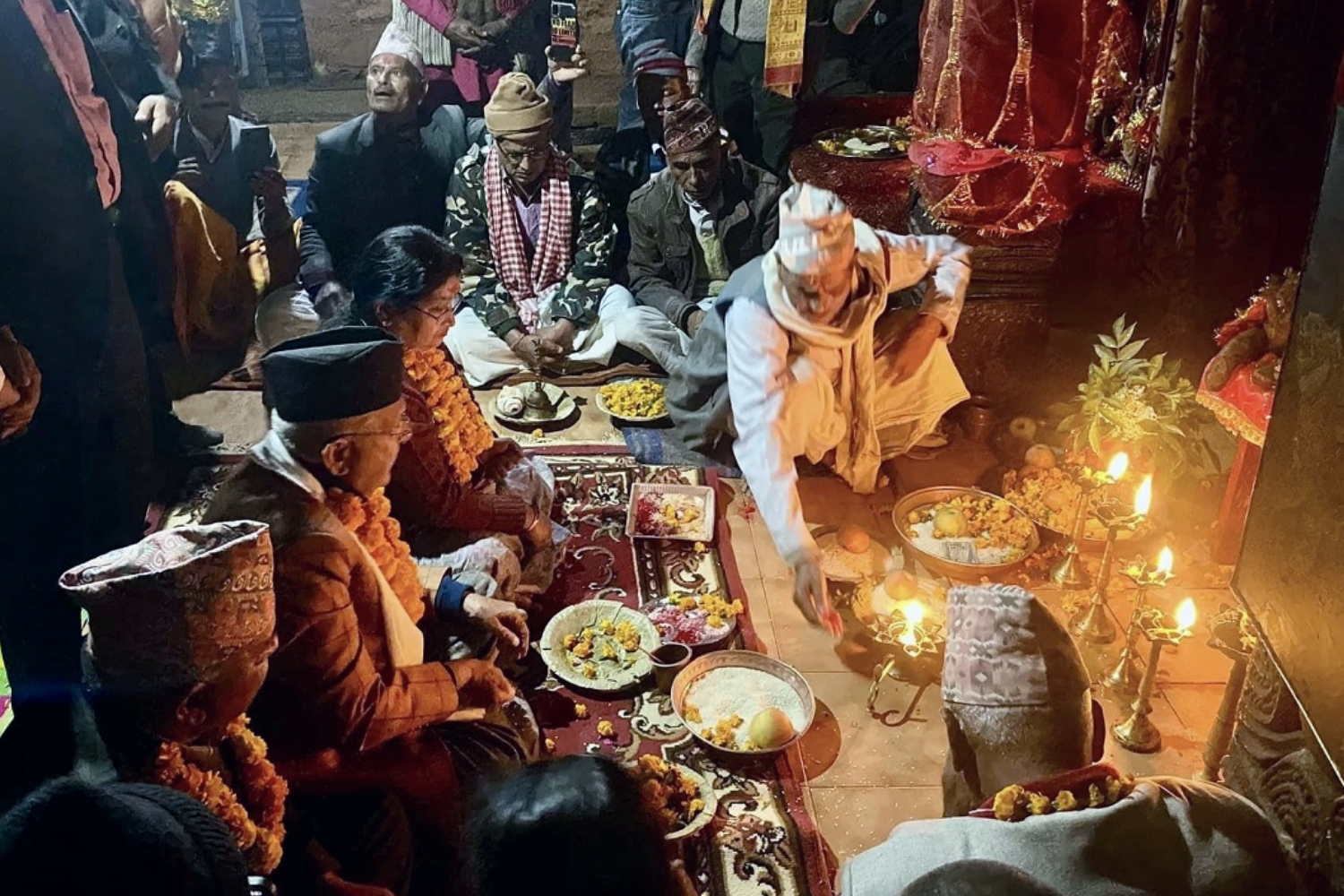 UML President Oli recited prayers at the sacred Ningalashaili temple