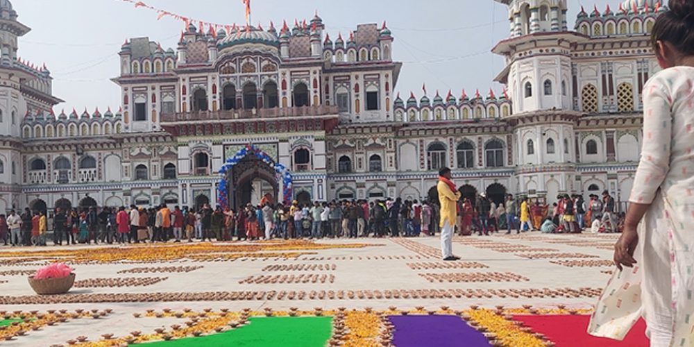 A quarter of a million lamps are being lit in the temple of Ram wife Janaki Mandir