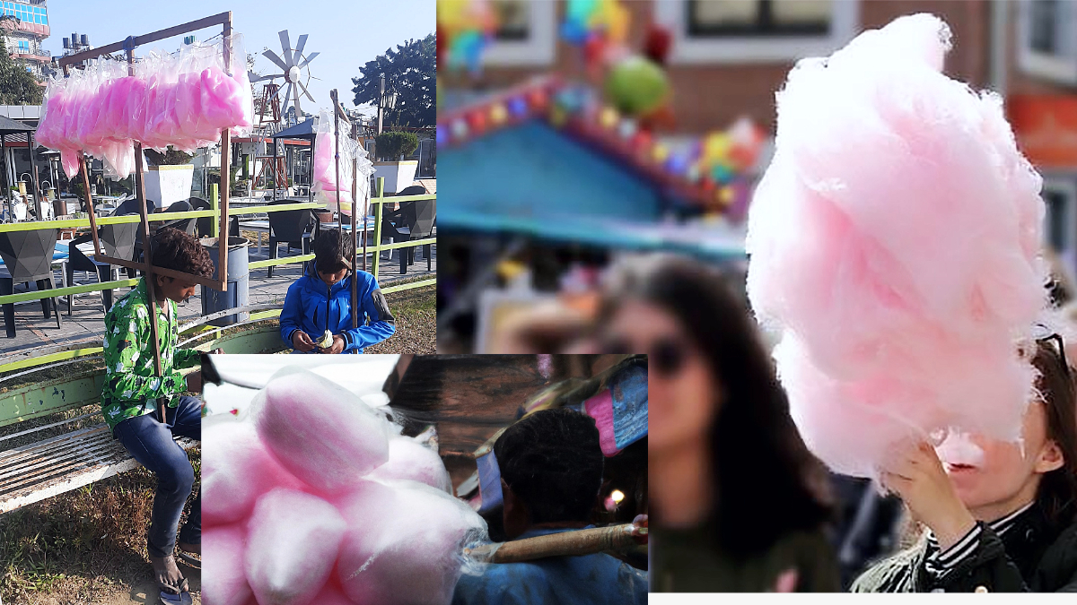 Non-edible coloring in cotton candy