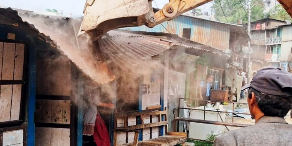 Kathmandu Metropolis operated a dozer in Aloknagar area