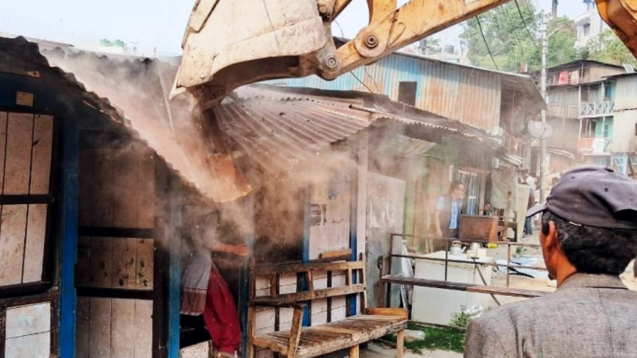 Kathmandu Metropolis operated a dozer in Aloknagar area