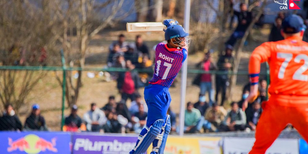 Captain Rohit Paudel completed his half-century in the match against Netherlands in the triangular T20I series