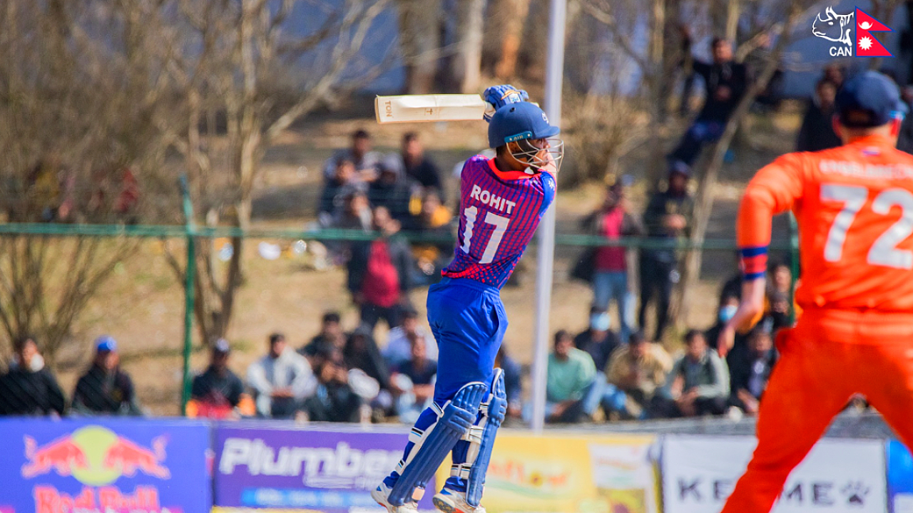 Captain Rohit Paudel completed his half-century in the match against Netherlands in the triangular T20I series