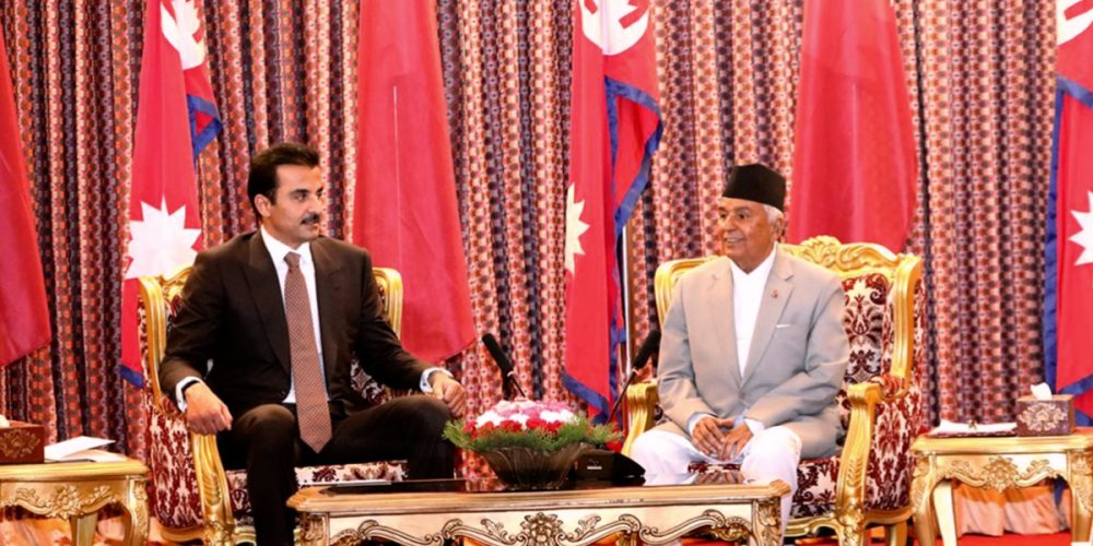 Emir of Qatar and President Paudel meet