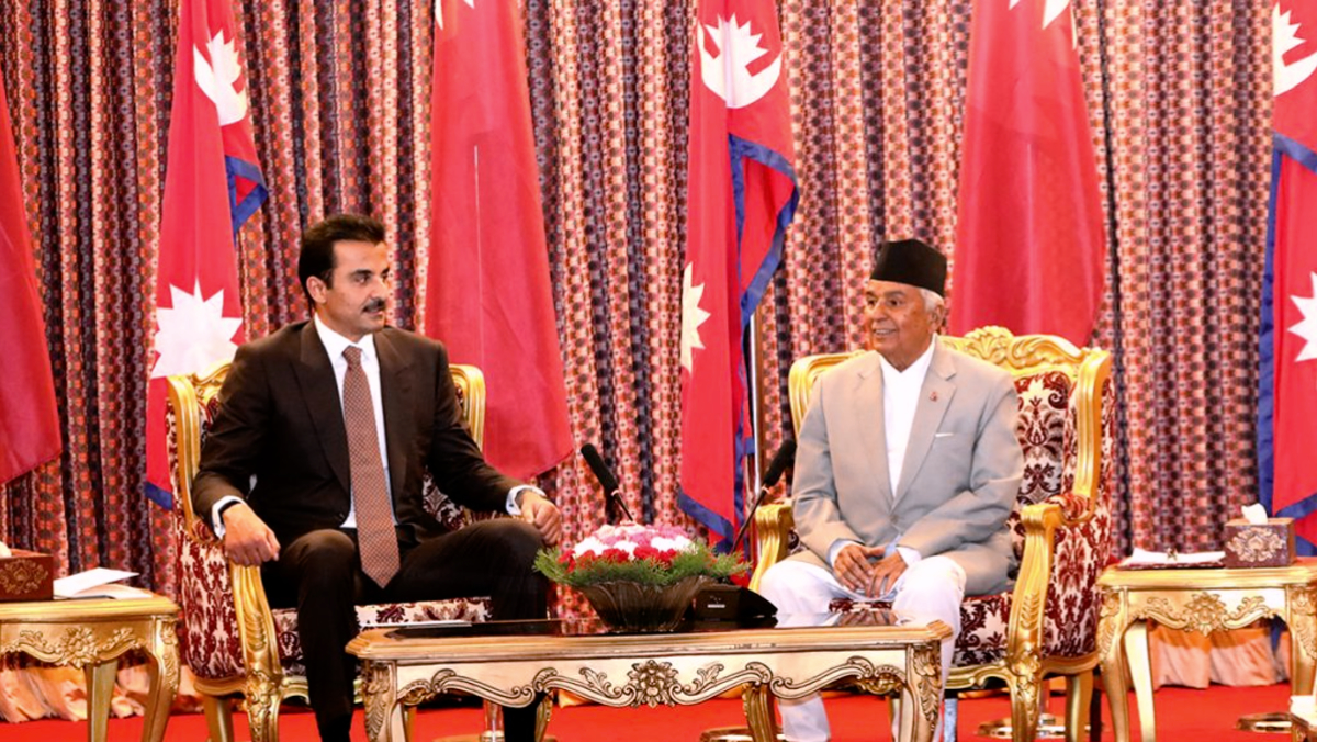 Emir of Qatar and President Paudel meet