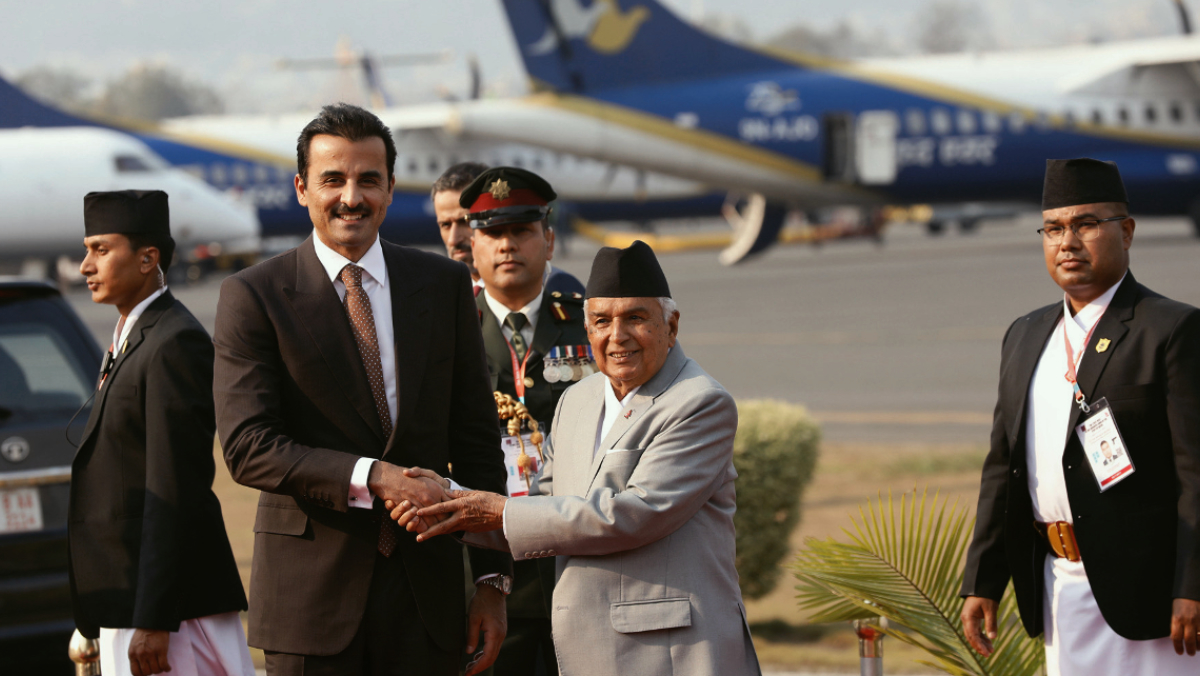 First landing of Qatari king in Nepal