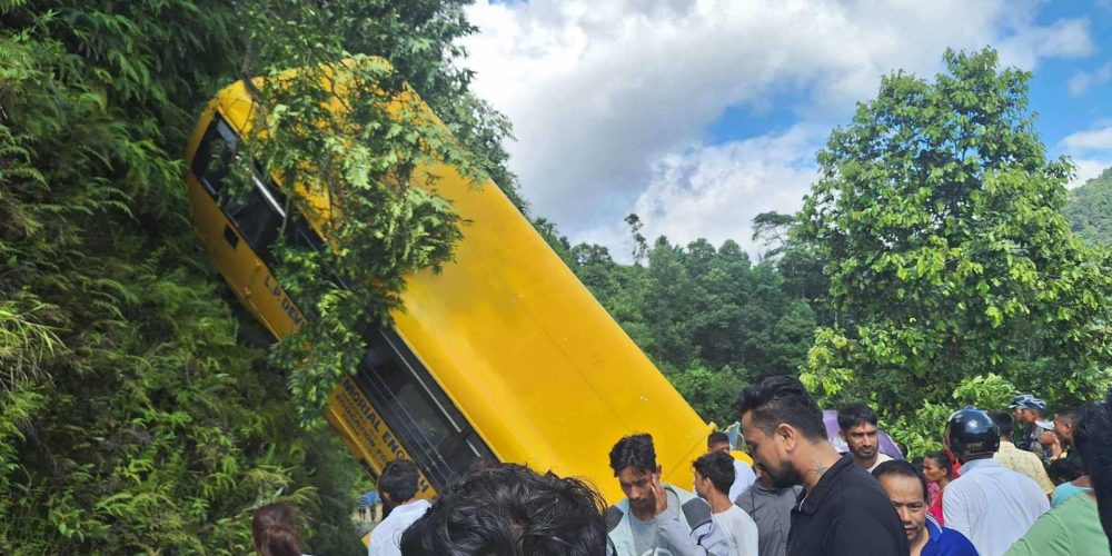 School bus full of students accident in Pokhara