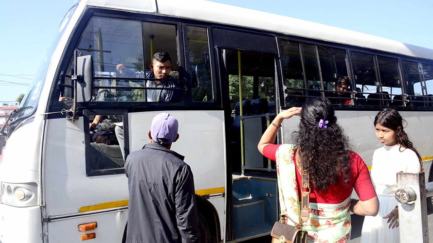 On the 2nd day of Dashain, the Armed Police ran a free bus on Ring Road